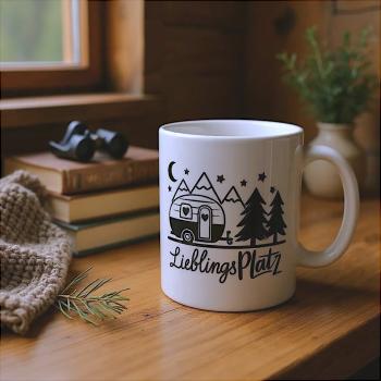 Keramiktasse Lieblingsplatz Camping Kaffeebecher Teetasse Kaffeetasse - Artikel Nr. 1100086